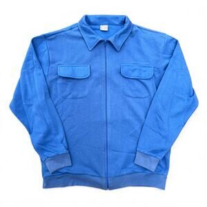 Vintage Casual Joe Zip Up Utility Long Sleeve Shirt Sweatshirt Jacket Blue XL90s